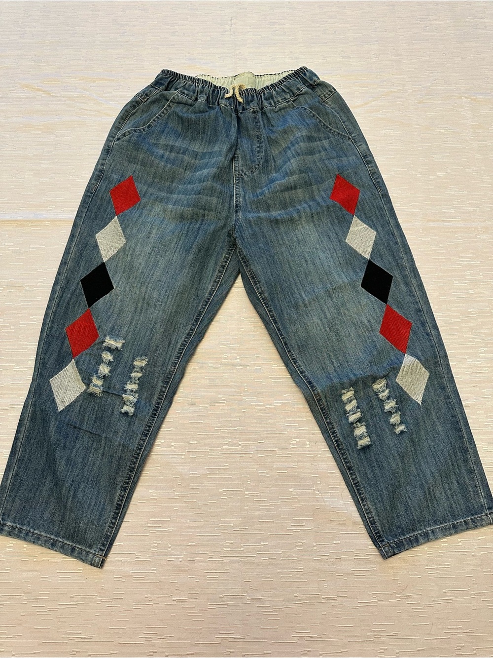 Women’s Casual Jeans Denim Loose Pants Elastic Waist With Pockets New W/O Tags